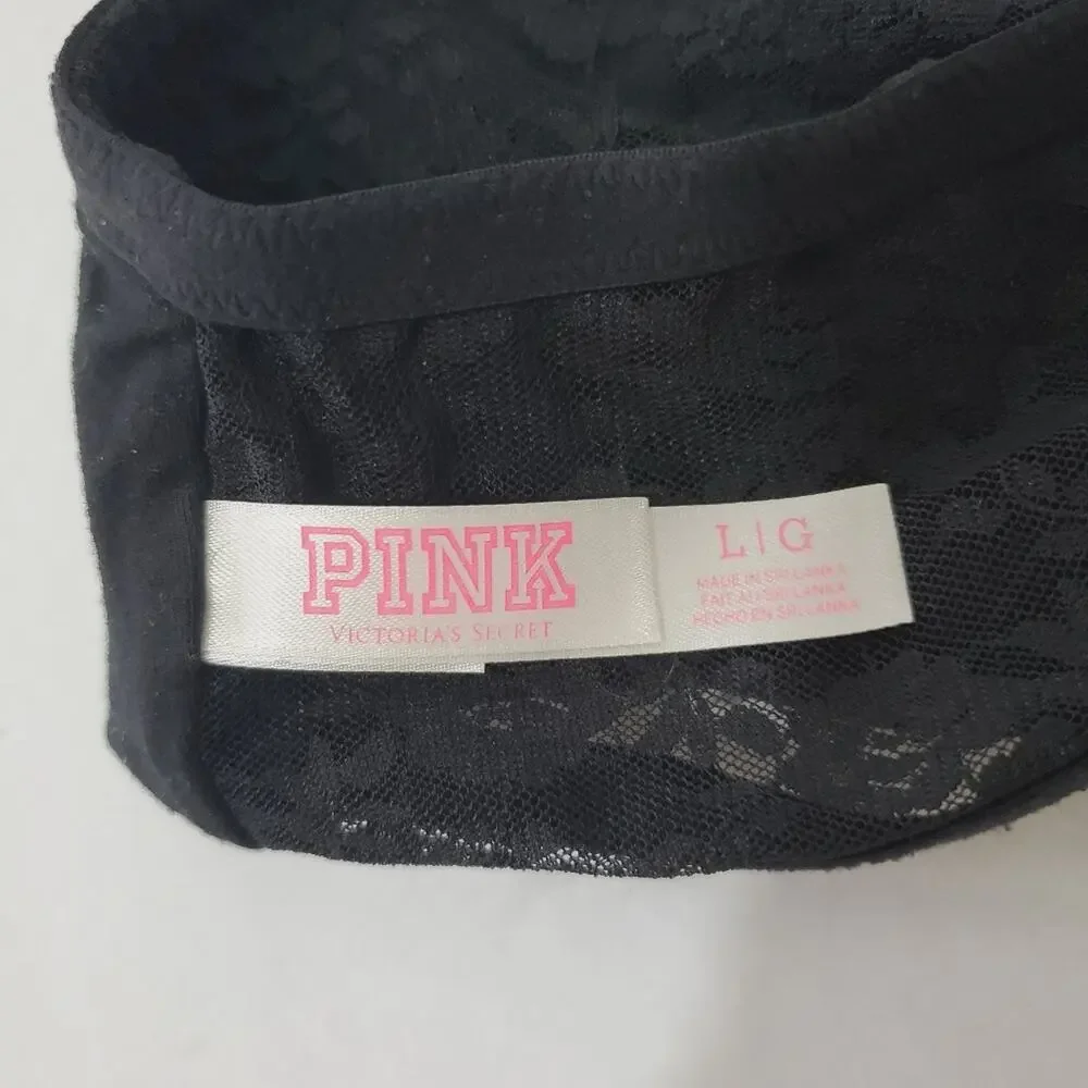 VS PINK | Black Lace Bandeau Bralette Top